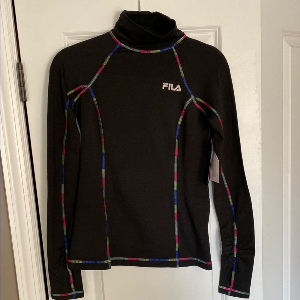 Fila Sport Running Black Long Sleeve Top with Colorful Accents
